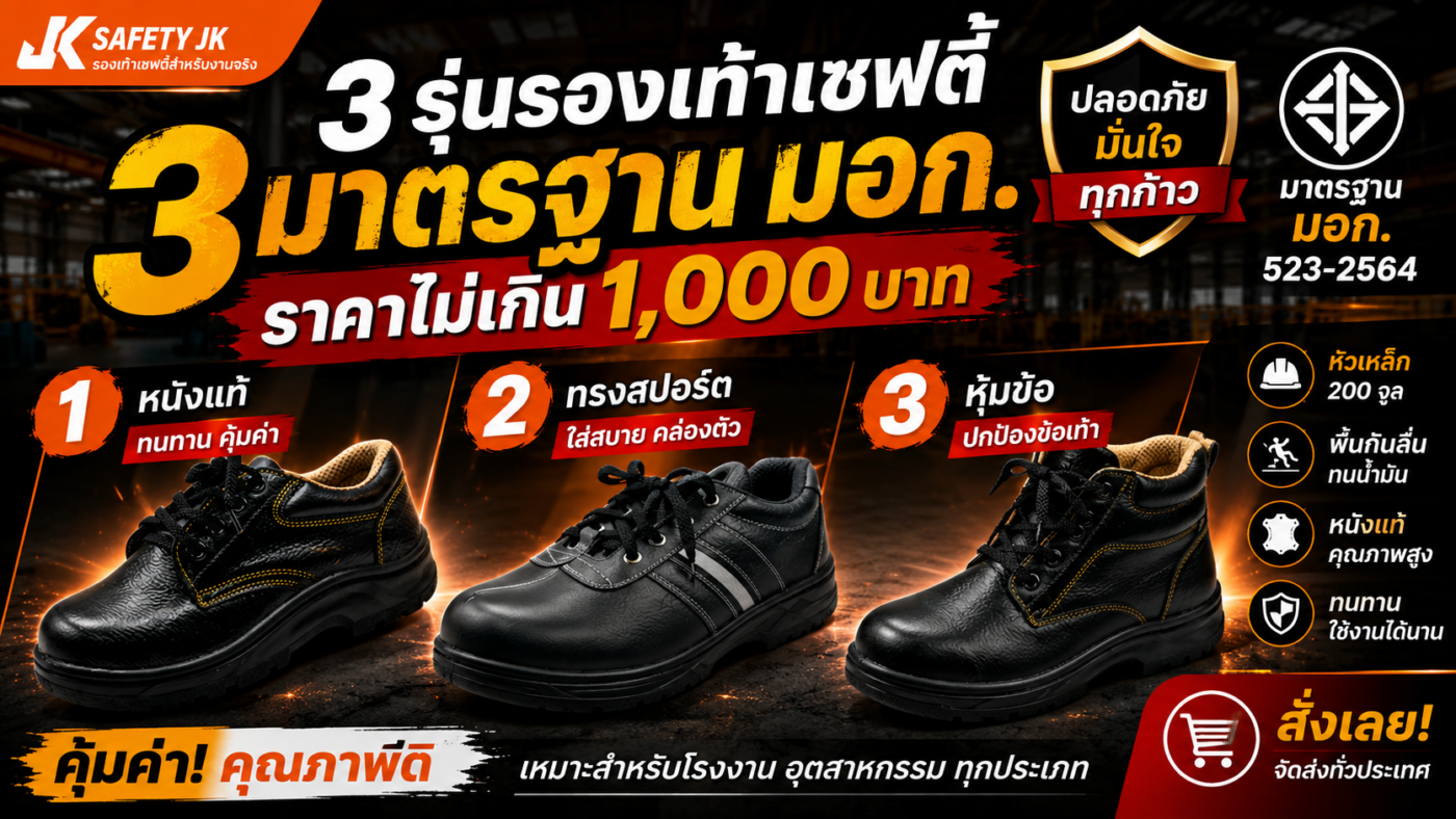 รองเท้าเซฟตี้ มาตรฐาน มอก. ราคาไม่เกิน 1,000 บาท
